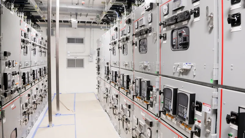 Switchgear and motor control center corridor inside a modular electrical building