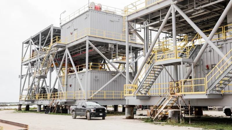 Completed process and utility modules staged in the Ingleside yard