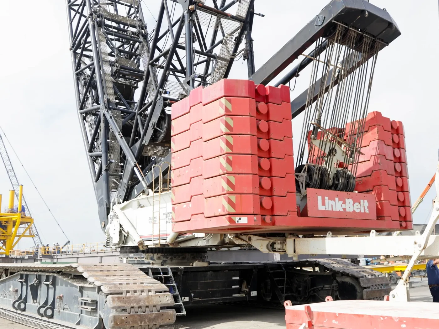 Offshore platform topside under fabrication at the waterfront yard
