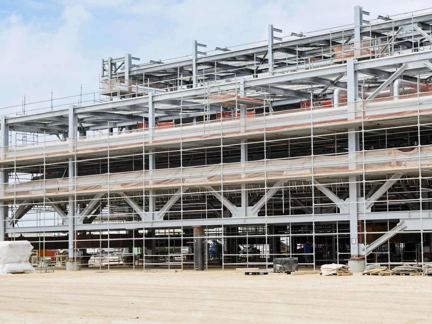 Inspected module with scaffolding in place at the fabrication yard